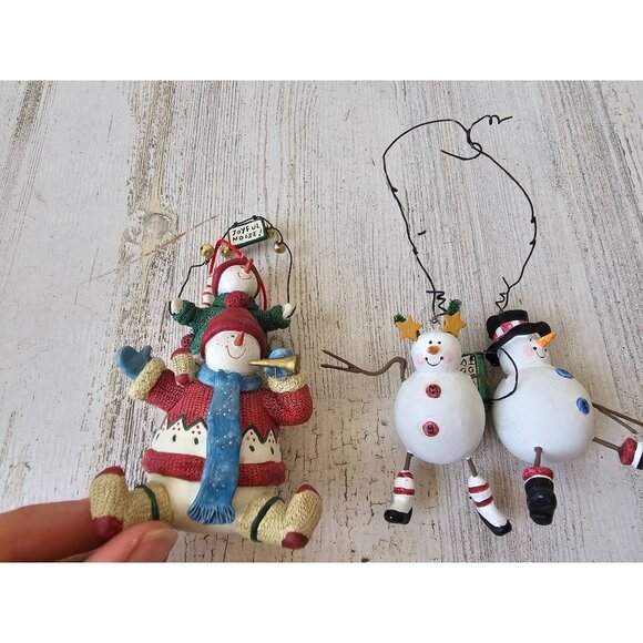 Sandi gore evans snowman ornament hokey pokey joyful noise trumpet Xmas tree - Picture 1 of 5